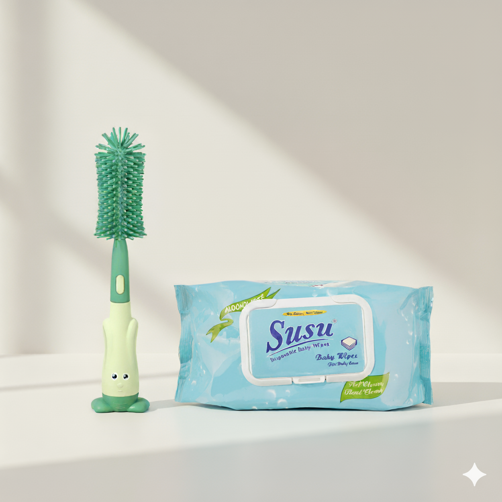 FEEDER BOTTLE CLEANING BRUSH 3-IN-1 + SUSU WIPES BUNDLE