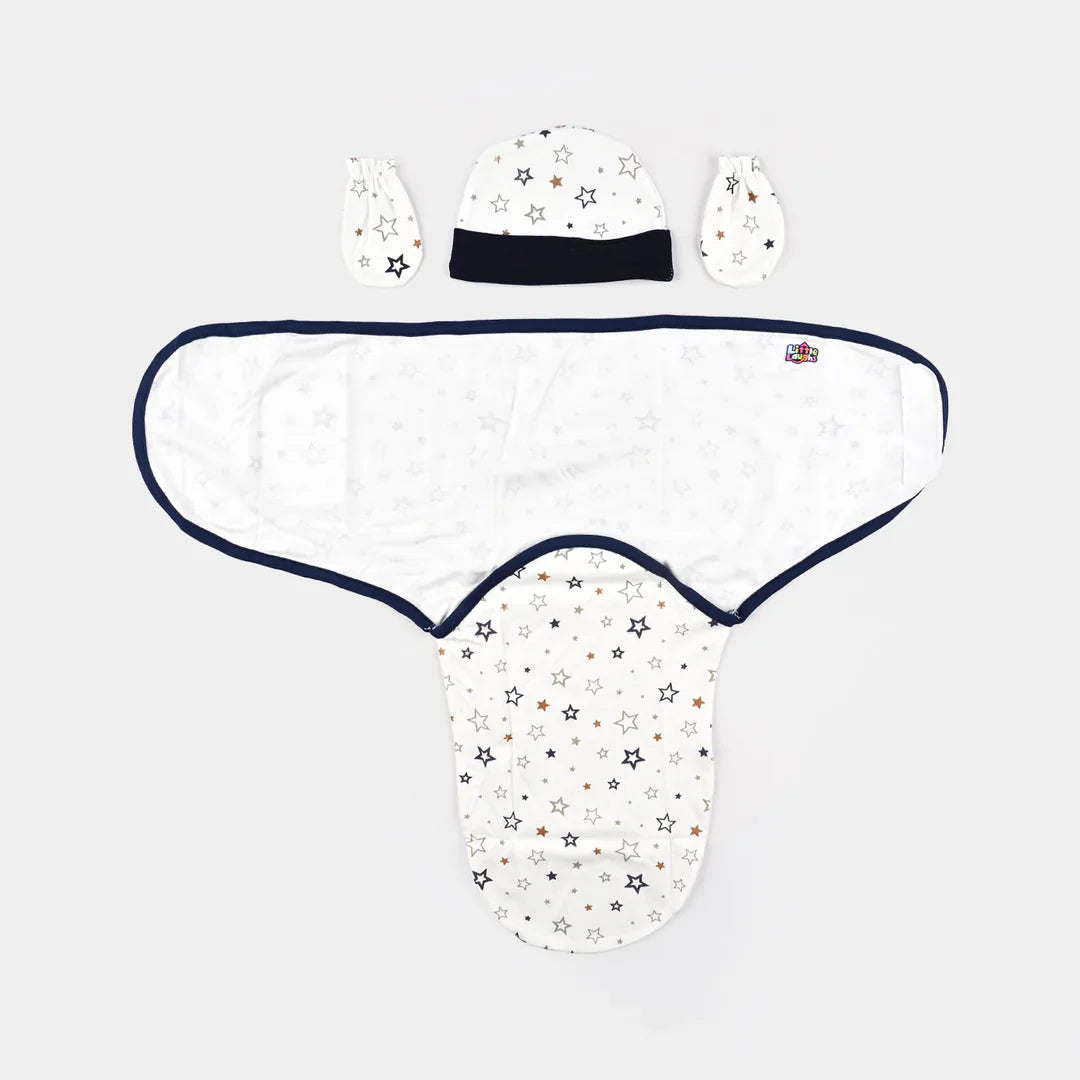 BABY SWADDLE WITH CAP & MITTENS – SOFT & COZY NEWBORN SET